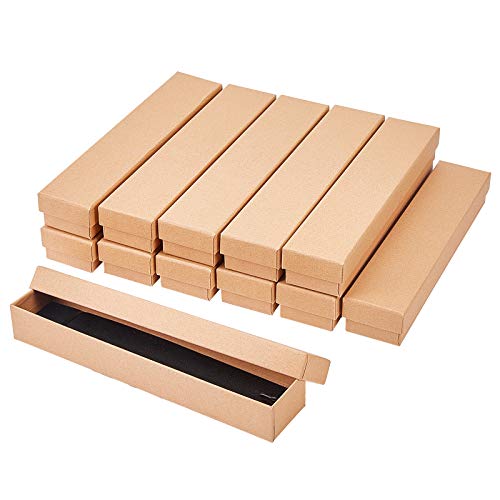 NBEADS 12 Pcs Kraft Paper Box Cardboard Jewelry Boxes Bracelet Box for Necklaces, Earrings and Rings, Rectangle, 21x4.5x3.1cm