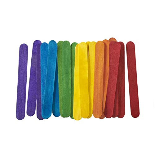 big popsicle sticks - Colored Popsicle Sticks for Crafts - [100 Count] 6 Inch Jumbo Multi-Purpose Wooden Sticks