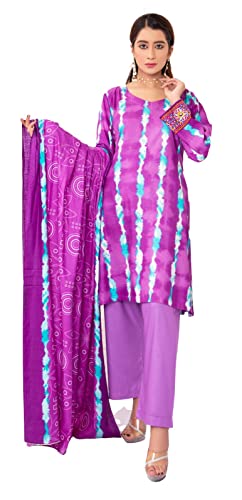 IshDeena Pakistani Indian Dresses for Women Ready to Wear Suits Linen Three Piece Dress (3X Large, Purple)