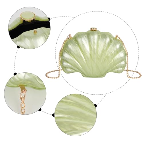 Women Seashell Evening Bag Purse Mermaid Chain Strap Clutch Handbag Shoulder Bag4