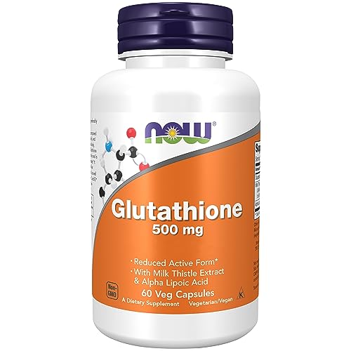 Now Foods, Glutathion, 500mg, 60 Cápsulas veganas, Probado en Laboratorio, Altamente Dosificado, Sin Gluten, Sin Soja, Vegetariano