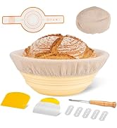 JAOBHAHY Silicone Bread Basket Making Supplies Tool，9 Inch Round Foldable Sourdough Baking Basket...