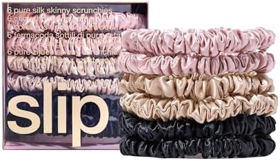 Slip Silk Hair Ties, Multi Skinny Scrunchies, Set of 6 | Anti-Damage
