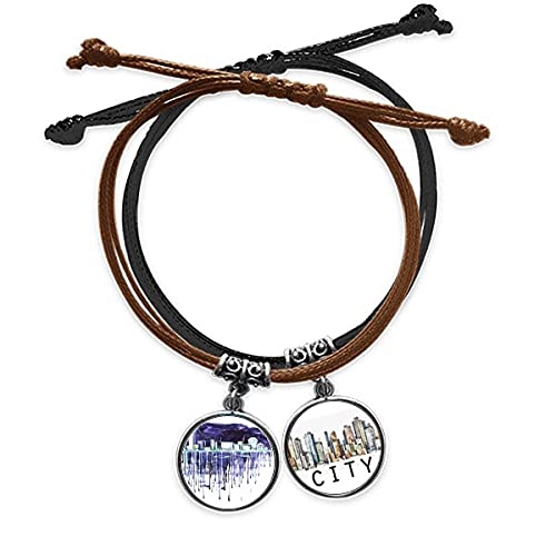 Bracelet corde nuit ciel étoilé ville moderne en cuir Sidi pour homme et femme