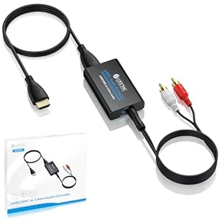 eSynic 7 FT Long eARC/ARC Audio Extractor-Plug & Play-Only Work For HDTV ARC/eARC Interface-192KHZ ARC to RCA&3.5MM Aux Adapter From HDTV to 3.5MM Headphone&L/R Stereo Audio System-No Optical Soundbar
