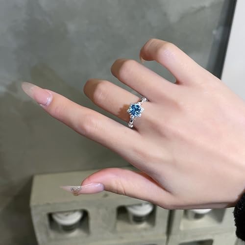 Flower Moissanite Engagement Ring for Women, 1CT Round D Color VVS1 Clarity Moissanite Ring, 925 Sterling Silver Plated 18K White Gold Wedding Band4