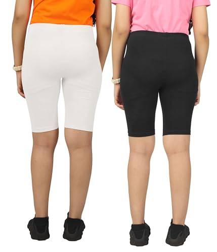Image of KYDA Kids Girls's Stretchable Anti Bacterial Cycling Shorts, Yoga & Workout Gym Shorts (Pack of 2)