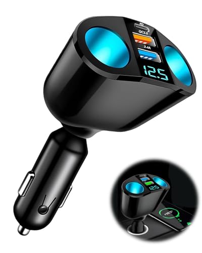 Chargeur Allume-Cigare Double Prises USB 12V/24V, Chargeur USB Type C Rapide PD 30W/QC3.0 2.4A, 120W Allume-Cigare pour iPh-One, IP-ad, Android, GPS, Dash Cam, Tablette,...