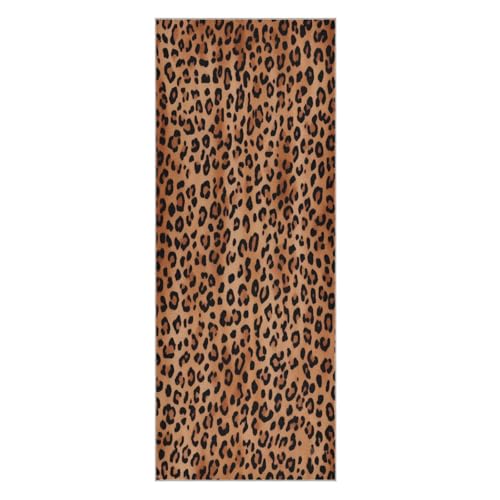 Grckit Leopard Print Yoga Mat Towel 73"x27" Suede Surface Non-Slip Yoga Towel for Hot Yoga, Pilates and Workout, Machine Washable