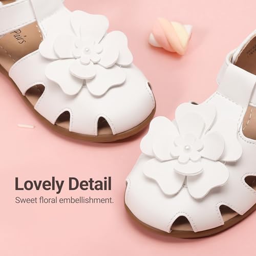 Image of DREAM PAIRS Girls Toddler /Little Kid Closed-Toe Flower Summer Dress Sandals Shoes