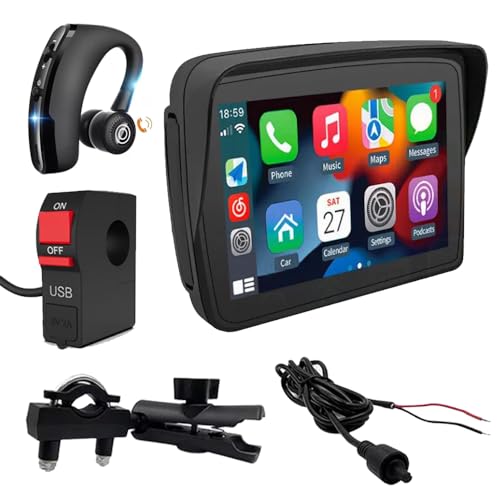 K750 - Navegador GPS para moto con auriculares Bluetooth, llamadas y mapas, sistema Carplay/Android para coche, tarjeta TF para música/películas y toma USB para manillar