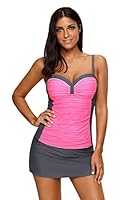 Boldgal Women's Stripes Bottom Plus Size Tankini (RSXRTGQO_Pink_3X-Large)