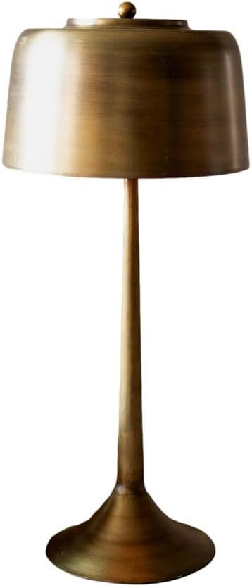 MY SWANKY HOME Elegant Vintage Style Brass Gold Library Table Lamp Metal Shade 23 in Minimalist