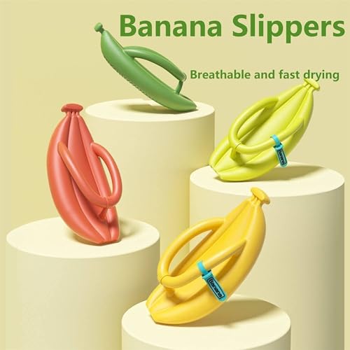 FOTN Cute Banana Slippers - Flip Flops Banana Slides,Summer Anti-Slip Cute Cartoon Thickness Beach Sandals (Color : Dark Green, Size : 44-45)2