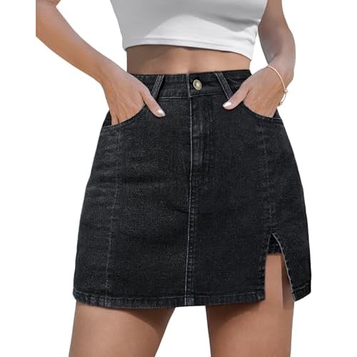 Women’s Denim Mini Skort High Waisted Stretch Casual Jean Skirt Shorts 5 Pockets