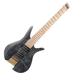 Batking Guitare électrique sans tête, guitare de voyage à 7 cordes à frouette (noir mat) - Les Beatles, Paul McCartney, John Lennon, RIngo Starr, George Harrison Batking Guitare électrique sans tête, guitare de voyage à 7 cordes à frouette (noir mat) – Image 3
