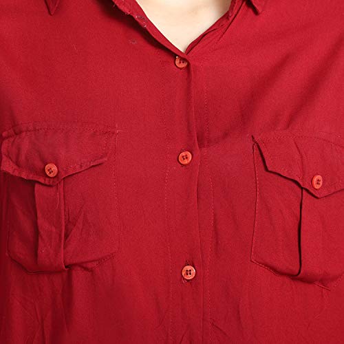 Image of C.Cozami Casual Long Sleeves Double Pocket Women's Rayon Shirts
