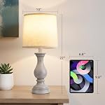 Fenmzee Vintage Table Lamps Set of 2 - Rustic Bedside Lamp with Linen Shades, 22" Nightstand Lamps for Bedroom Bedside Desk, Living Room and Table Office(Antique Grey)