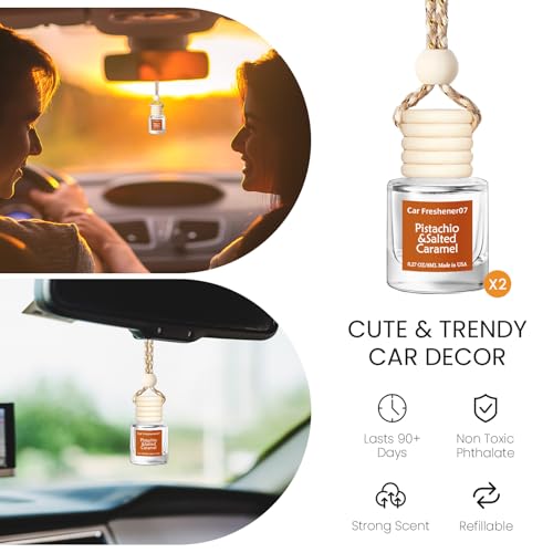 Image of Hanging Car Air Freshener, Long Lasting Scent, Cute Air Fresheners for Women, 2 Pack Non-Toxic Essential Oil Diffuser, Made in USA