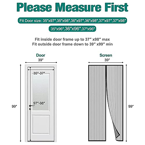 Ikstar Magnetic Screen Door, Mosquito Net, Keep Bugs Out, Let Cool Breeze In - Self Sealing Magnets - Retractable Mesh Closure - Curtain Works With Pets, Sliding Door, Single-38×98" #TOP6