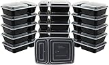 16 Pack - SimpleHouseware 2-Compartment Reusable Meal Prep Storage Container Boxes (28 ounces)