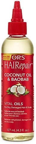 ORS HAIRepair Coconut and Baobab Vital Oils For Dry, Damaged Hair and Scalp 4.3 oz (Pack of 6)