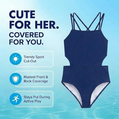 Image of Kanu Surf Girls' Beach Girl Sport Cut-Out One Piece Swimsuit