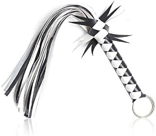 Látigo de color blanco y negro Adult flirtear suministros batir látigo de cuero