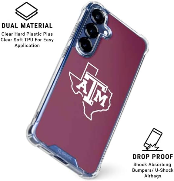 Skinit Clear Phone Case Compatible with Galaxy S25 - Officially Licensed Texas A&M University Outline Design