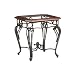 Prentice Side End Table - Elegant Iron Wrought Scrollwork - Dark Cherry w/ Black Finish