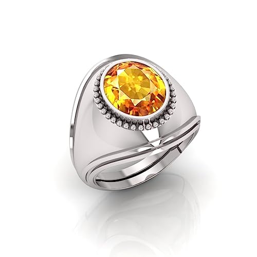 Yellow Sapphire Gemstone Pukhraj Stone bague réglable argent homme femme Ki12