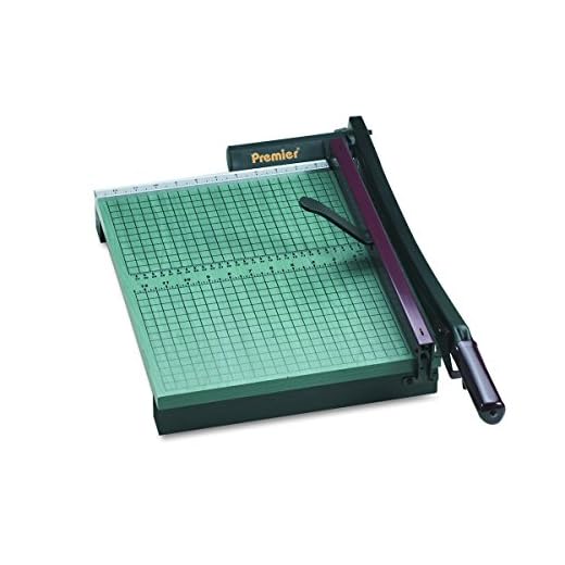 Premier 715 StackCut Heavy-Duty Trimmer, Green, Table Size 12-1/2" x 15", Permanent 1/2" Grid and Dual English and Metric Rulers