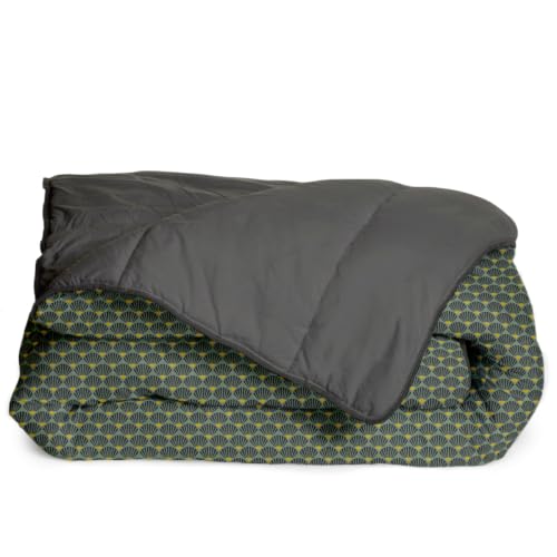 Bleu Calin Couette Chaude Imprimée 1 Personne Kylie, Polyester, Vert/Gris, 140 x 200 cm