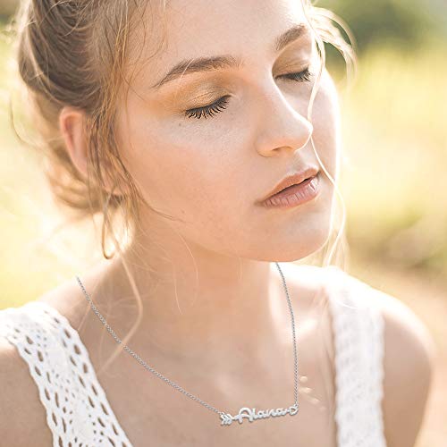 LoEnMe Jewelry Any Name Necklace of Silver Plated Custom Made with Arrow Love Heart Sterling Silver Personalized Bridesmaid Gift2
