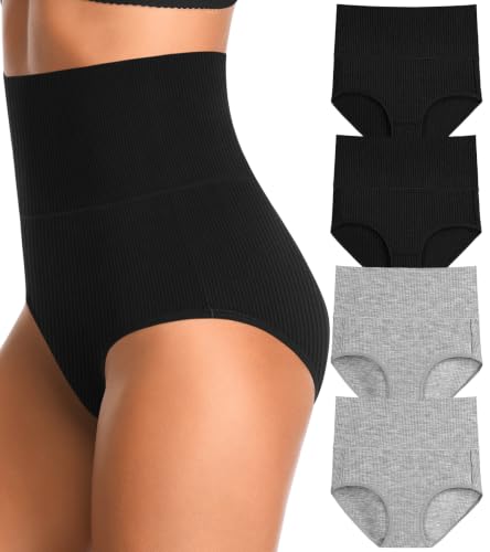 Image of High Waisted Womens Underwear Cotton Tummy Control Postpartum Essentials Full Coverage Panties Soft Comfortable Briefs