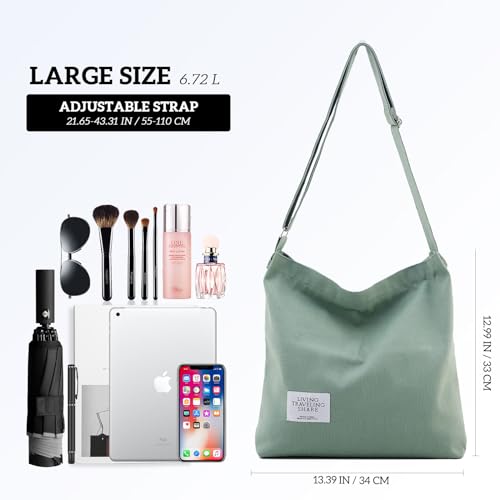 Image of COOLOME Canvas Tote Bag for Women - Crossbody, Shoulder, Travel & Beach Bag