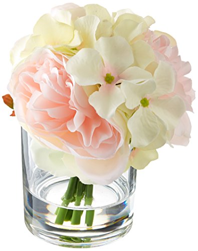 Pure Garden Hydrangea and Rose Floral Arrangement - Pink and Cream