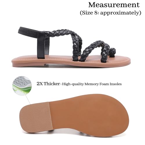 Image of Luoika Women's Wide Width Flat Sandals, Flip Flop Casual Strapy Sandals Slip on Summer Beach Shoes for Women.