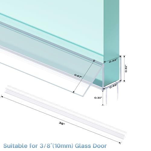 Shower Door Bottom Seal Strip, 2PCS Seal Strip, Ultra Clear PVC, 36" Length, Fits 10mm Thick Glass, Prevents Leaks, Easy Installation, No Adhesive Required (Ultra Clear, 36in for 3/8"(10mm) Door) by Bougainora - Image 3