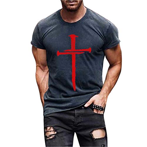 Shirts for Men Pack,American Flag T-Shirt Men's Patriotic Shirt USA Flag Stars Stripes Print Short Sleeve Tee Shirt 4th of July Tops Red