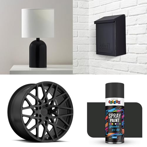 Image of CELLUX 2X Ultra Cover Matt Black Spray Paint | DIY Quick Drying with Premium Gloss Finish for Metal Wood Wall & other Surfaces - 400 ML