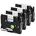 Ptouch TZ Tape, 9mm Label Maker Tape TZe-221 TZE221 for Brother P Touch PTD600 PTD400AD PT-D210, Standard Laminated Black on White 26.2 Feet Roll, 4-Pack