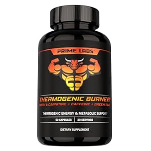 Prime Labs Thermogenic Fat Burner for Men – Weight Loss Supplement – with L-Carnitine, Caffeine, & Green Tea – Thermogenic Energy & Metabolic Support – Third-Party Tested, Made in The USA – 60 Count