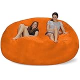 Chill Sack Bean Bag Chair: Giant 8' Memory Foam Furniture Bean Bag - Big Sofa with Soft Micro Fiber Cover - Tangerine