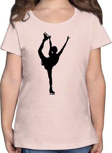 T-Shirt Mädchen - Kinder Sport Kleidung - Eiskunstläuferin Einzellaufen - 140 (9/11 Jahre) - Rosa - Ice Skates t Shirt Sportshirt Kurzarm Eiskunstlauf Tshirt eiskunstlaufen t_Shirt iceskater