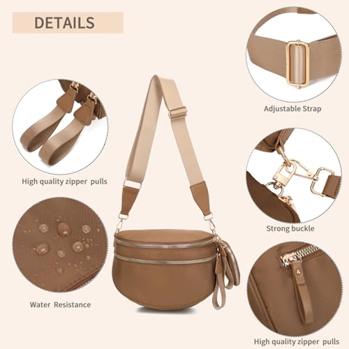 Image of Checkered Crossbody Bum Bags for Women, Nylon Sling Bags with Shoulder Strap, Large Capacity Checkered Purse Bag