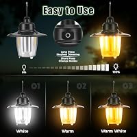 PAIRIER LED Campinglampe Aufladbar, Tragbar mit Haken Retro – Ansicht 3