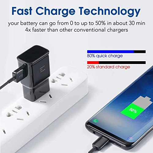 Adaptive Fast Charger Kit With Usb Type C Cable Compatible Samsung Galaxy S21 /S21 Ultra 5G / S10 /S20 / S10E / S9 /S8 / Plus/Edge/Active/Note 8/9 / 20/10, Wall Plug Power Adapter Cord (2 Pack) #TOP2