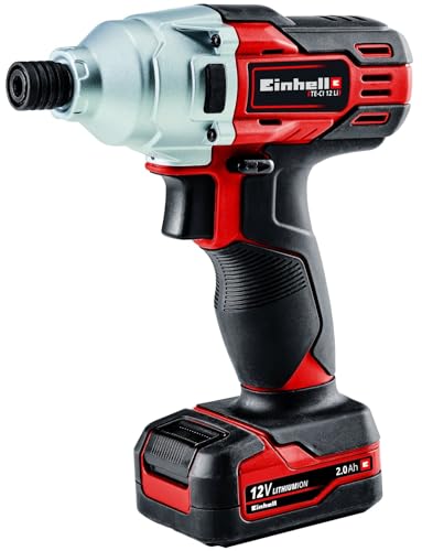 Einhell Atornillador de impacto a batería TE-CI 12 Li, 1x2.0Ah, luz de tipo LED, alojamiento de hexágono interior, agarre suave, incl. batería de 2.0Ah + cargador de 45 minutos