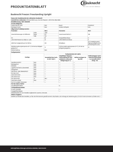 Bauknecht GKN 18660DW NoFrost Gefrierschrank, 286 l Nutzinhalt, 186,5 cm Höhe, Supergefrierfunktion, Touch Display, LED-Innenbeleuchtung, leise 34 dB, Weiß